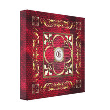 Rot-beflecktes Glas-Monogramm-Lilien-Leinwand Leinwand Druck