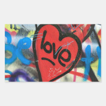 Rot gemalter Herz-Liebe Graffiti Rechrteckaufkleber