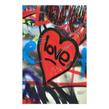 Rot gemalter Herz-Liebe Graffiti Bedrucktes Büropapier