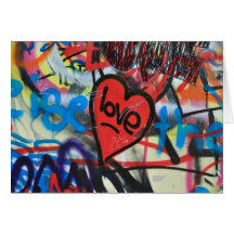 Rot gemalter Herz-Liebe Graffiti Grußkarten