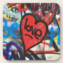 Rot gemalter Herz-Liebe Graffiti Cocktail Untersetzer