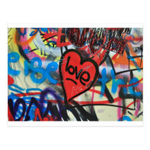 Rot gemalter Herz-Liebe Graffiti Postkarten