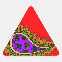 Rot, purplen und orange Paisley Aufkleber
