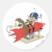 Rot Rocket Wile E. Coyote Launching Runde Sticker