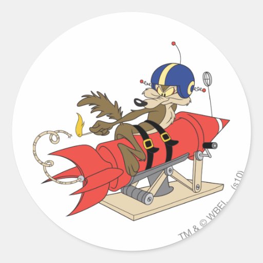 Rot Rocket Wile E. Coyote Launching Runde Sticker