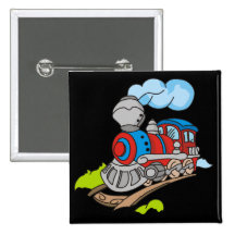 Rot und blaue Zug-T-Shirts und Geschenke Button
