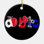 Rot, weiß, blau u. schwarz, ABC-Alphabet-Logo Weihnachtsbaum Ornament