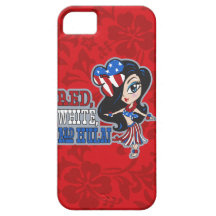 Rot, Weiß und Hula Mädchen patriotischer iPhone 5  Schutzhülle Fürs iPhone 5