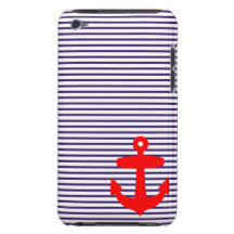 Rote Anker-und Marine-Blau-Seemann-Streifen Barely There iPod Etuis