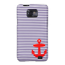 Rote Anker-und Marine-Blau-Seemann-Streifen Samsung Galaxy S2 Hüllen