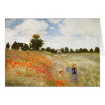Rote blühende Mohnblumen - Claude Monet Grußkarte