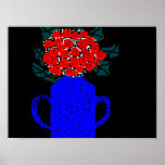 Rote Blumen in einem Vasen-Plakat
