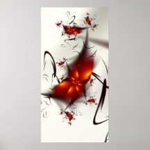 Rote Blumen-schwarzer Wirbel Poster