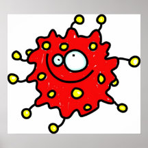 Rote Cartoon-Mikrobe Posterdrucke