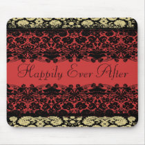 Rote Damast-Hochzeit mousepads