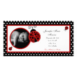 rote Foto-Geburts-Mitteilung des Marienkäfer-4x8 Personalisierte Photo Karte