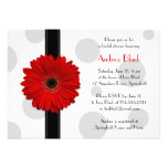 Rote Gerbera-Polka-Punkt-Brautparty-Einladung
