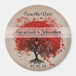 Rote Herz-Blatt-Baum-Save the Date Magneten