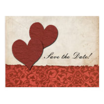 Rote Herzen heftige Papierhochzeit Save the Date postkarten