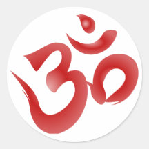 Rote hindische Symbol-OM-Om Devanagari Kalligraphi Runde Aufkleber