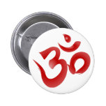 Rote hindische Symbol-OM-Om Devanagari Kalligraphi Buttons