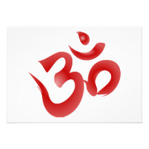 Rote hindische Symbol-OM-Om Devanagari Kalligraphi Einladungskarte