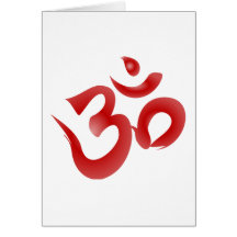 Rote hindische Symbol-OM-Om Devanagari Kalligraphi Grußkarten