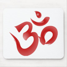 Rote hindische Symbol-OM-Om Devanagari Kalligraphi Mousepad