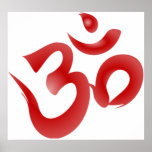 Rote hindische Symbol-OM-Om Devanagari Kalligraphi Posterdrucke