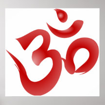 Rote hindische Symbol-OM-Om Devanagari Kalligraphi Posterdrucke