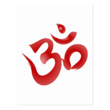 Rote hindische Symbol-OM-Om Devanagari Kalligraphi Postkarten
