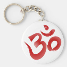 Rote hindische Symbol-OM-Om Devanagari Kalligraphi Schlüsselband