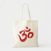 Rote hindische Symbol-OM-Om Devanagari Kalligraphi Tragetasche