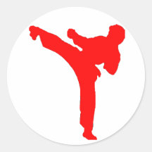 Rote Karate-Mann-Aufkleber