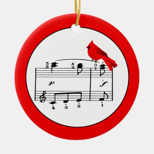 Rote Kardinals-u. Musik-Weihnachtsverzierung Ornamente
