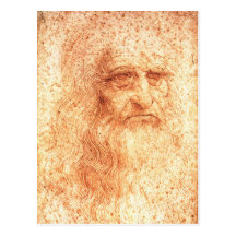 Rote Kreide-Leonardo da Vinci-Selbstporträtpostkar