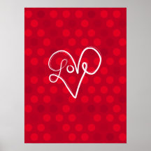 Rote Liebe-Herz-Typografie Plakat