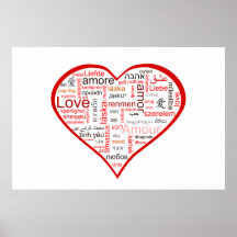 Rote Liebe-Herz-Typografie Posterdrucke