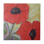 Rote Mohnblumen-Fliese