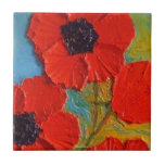 Rote Mohnblumen-Fliese