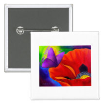 Rote Mohnblumen-Schmetterlings-Malerei-Kunst - mul Anstecknadel