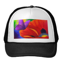 Rote Mohnblumen-Schmetterlings-Malerei-Kunst - mul Retrocap