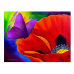 Rote Mohnblumen-Schmetterlings-Malerei-Kunst - mul Postkarten