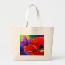 Rote Mohnblumen-Schmetterlings-Malerei-Kunst - mul Tragetasche