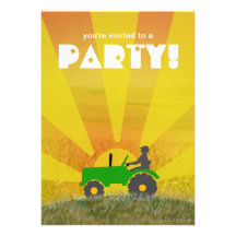 Rote oder grüne Traktor-Party Einladung: Wählen Si