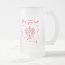 Rote Polska Karte mit Eagle Kaffee Tasse