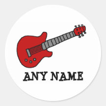 Rote Rockin Gitarre Runde Sticker