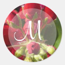 Rote Rosen, die Monogramm-Siegel Wedding sind Stickers