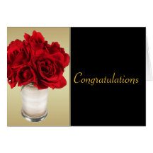 Rote Rosen u. Herzen, Gold u. schwarze Hochzeit Karten