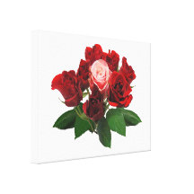 Rote Rosen und eine rosa Rose Leinwanddruck